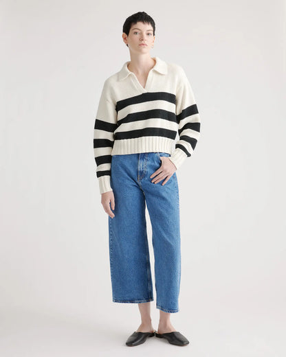 100% Organic Cropped Cotton Polo Sweater - US 7544