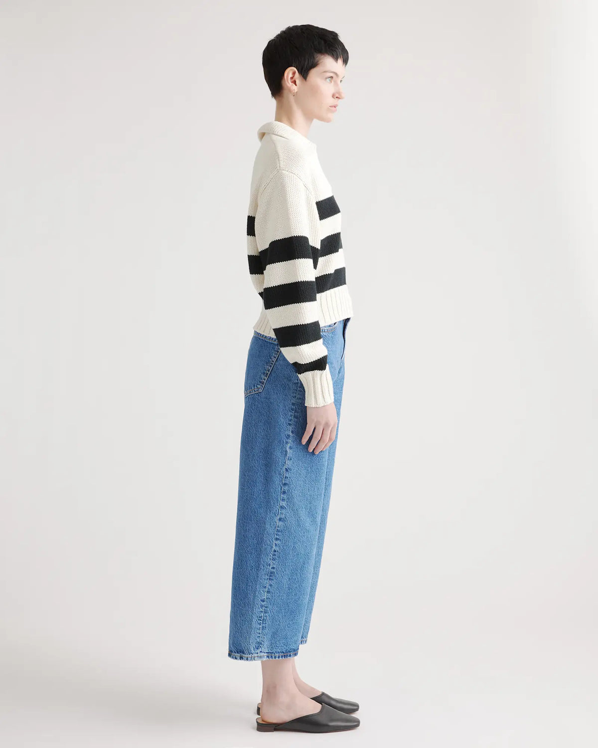 100% Organic Cropped Cotton Polo Sweater - US 7544