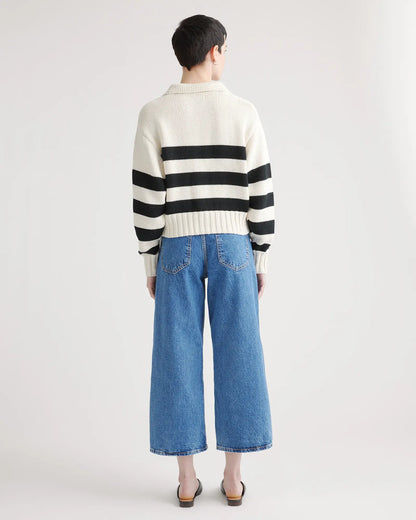 100% Organic Cropped Cotton Polo Sweater - US 7544