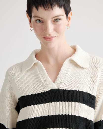 100% Organic Cropped Cotton Polo Sweater - US 7544