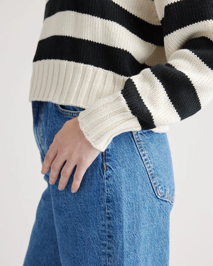 100% Organic Cropped Cotton Polo Sweater - US 7544