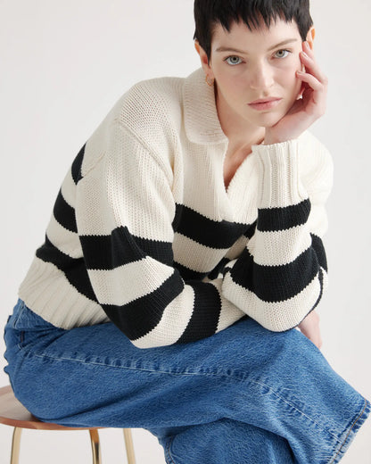 100% Organic Cropped Cotton Polo Sweater - US 7544