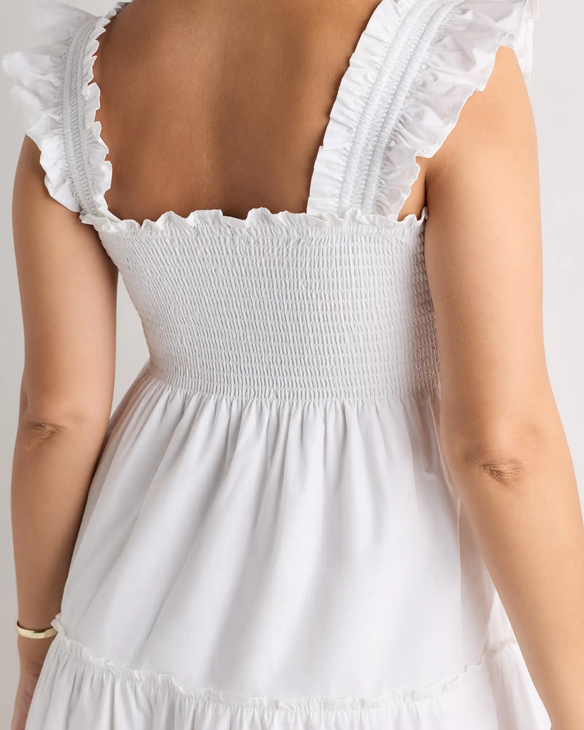 100% Organic Cotton Poplin Maternity Smocked Midi Dress - US 4747