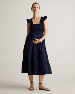 100% Organic Cotton Poplin Maternity Smocked Midi Dress - US 4247