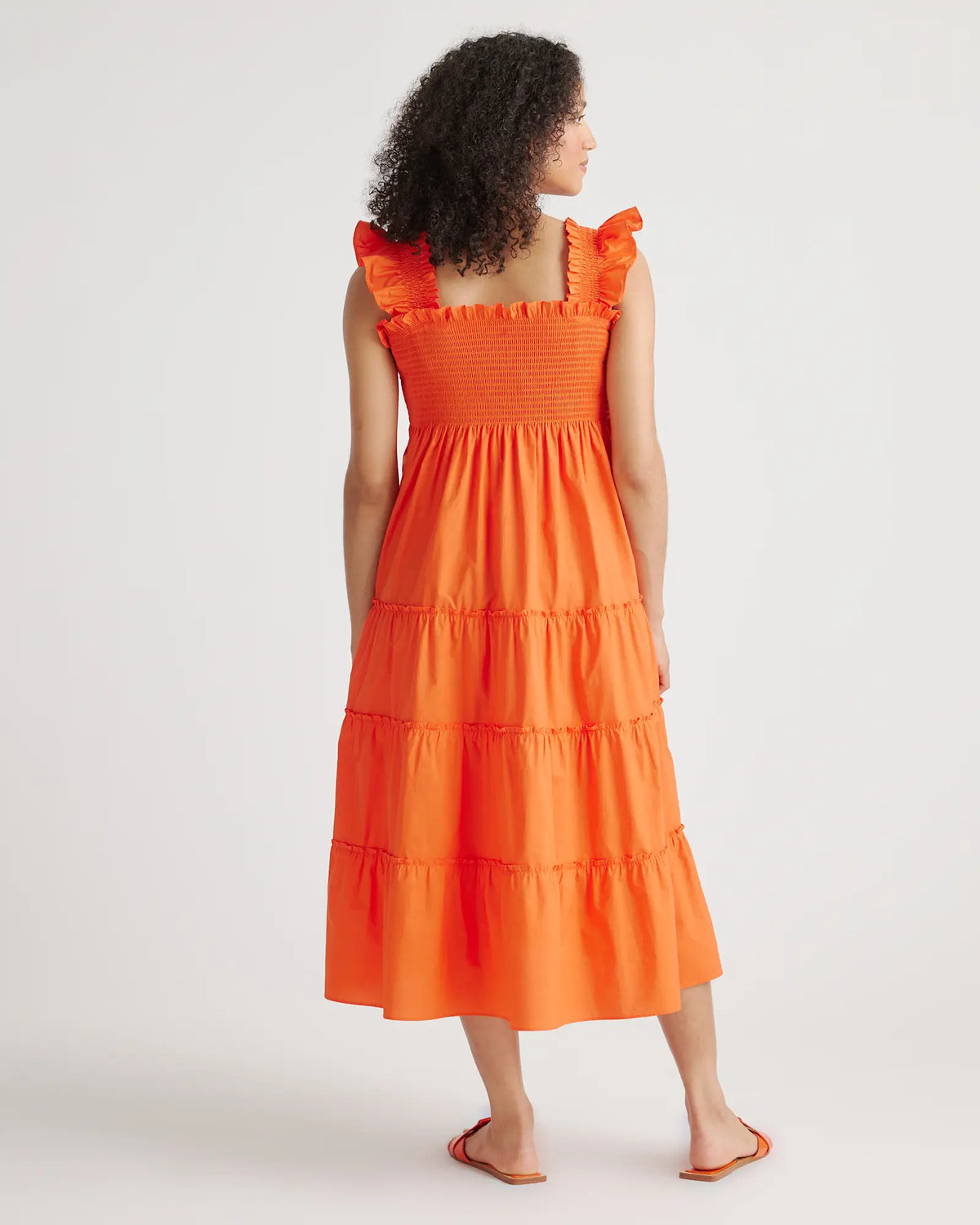 100% Organic Cotton Poplin Maternity Smocked Midi Dress - US 4922