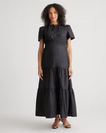 100% Organic Cotton Poplin Maternity Tiered Maxi Dress - US 7380