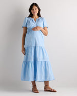 100% Organic Cotton Poplin Maternity Tiered Maxi Dress - US 5238