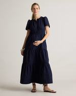 100% Organic Cotton Poplin Maternity Tiered Maxi Dress - US 0784