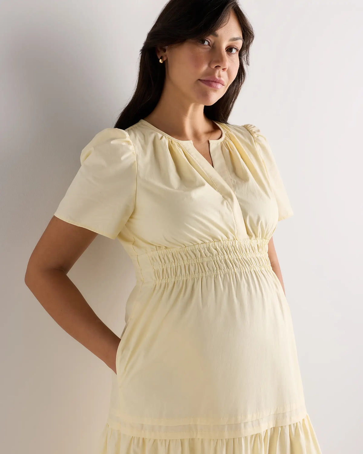 100% Organic Cotton Poplin Maternity Tiered Maxi Dress - US 6616