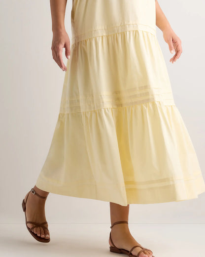 100% Organic Cotton Poplin Maternity Tiered Maxi Dress - US 6616