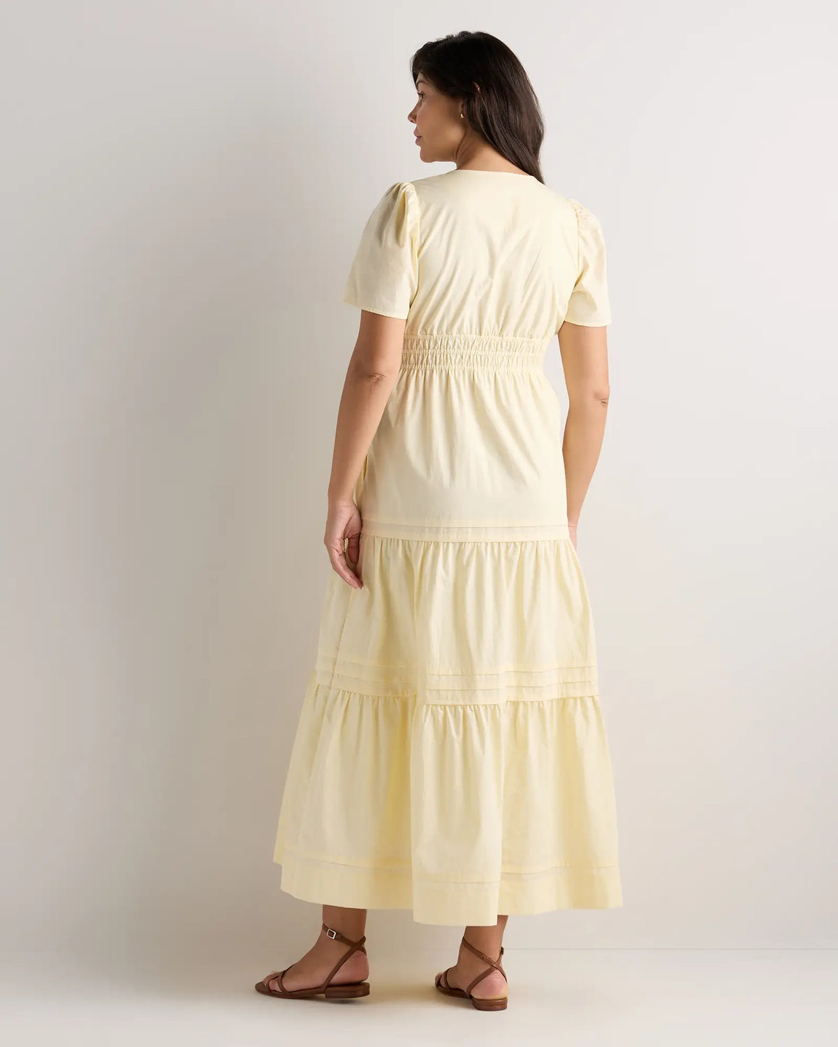 100% Organic Cotton Poplin Maternity Tiered Maxi Dress - US 6616