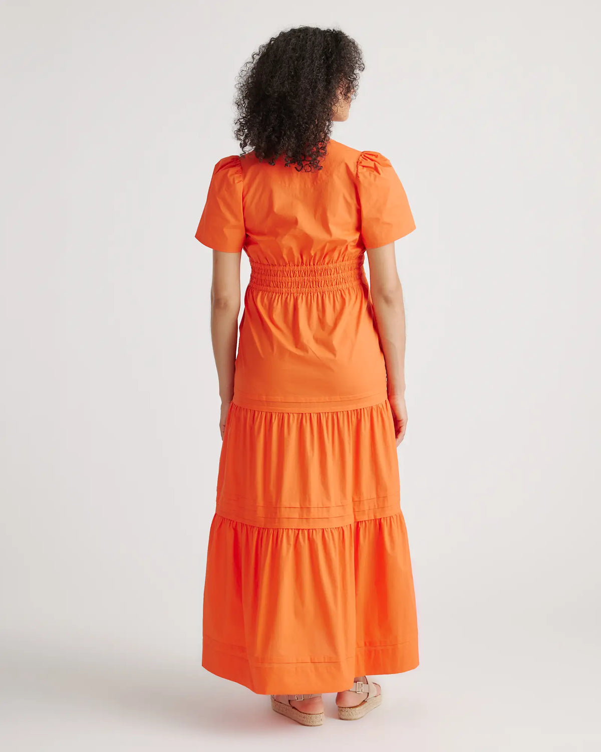100% Organic Cotton Poplin Maternity Tiered Maxi Dress - US 2601