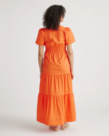 100% Organic Cotton Poplin Maternity Tiered Maxi Dress - US 2601