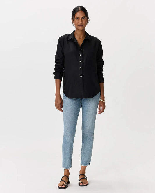100% European Linen Maternity Long Sleeve Shirt - US 8139