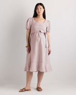 100% European Linen Maternity Short Sleeve Midi Dress - US 6000