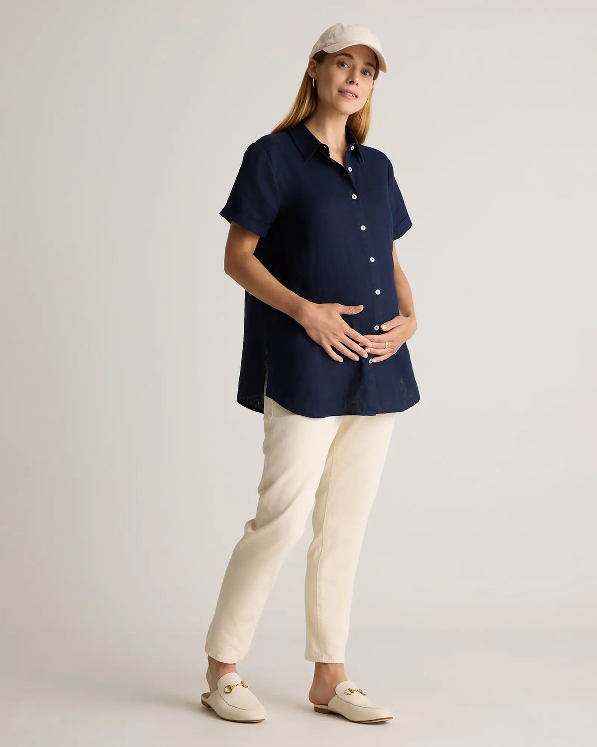 100% European Linen Maternity Camp Shirt - US 2143