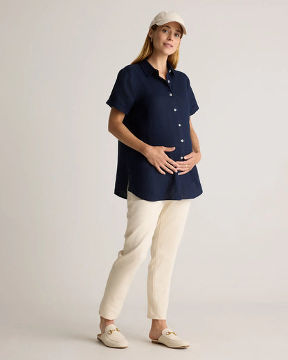 100% European Linen Maternity Camp Shirt - US 2143