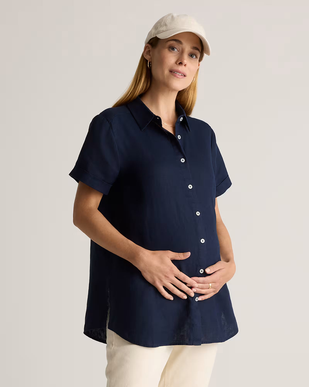 100% European Linen Maternity Camp Shirt - US 2143