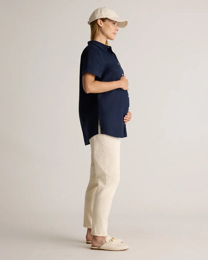 100% European Linen Maternity Camp Shirt - US 2143
