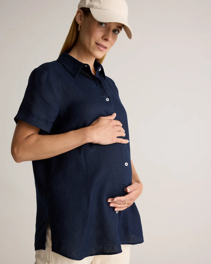 100% European Linen Maternity Camp Shirt - US 2143