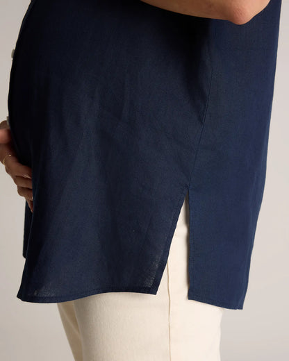 100% European Linen Maternity Camp Shirt - US 2143