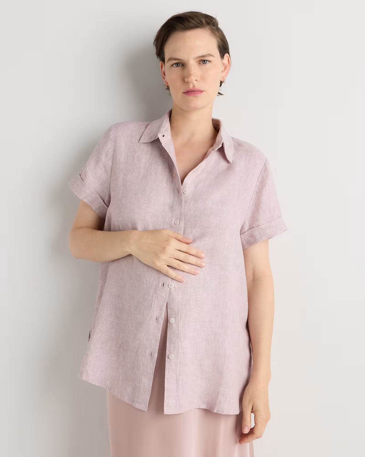 100% European Linen Maternity Camp Shirt - US 3734