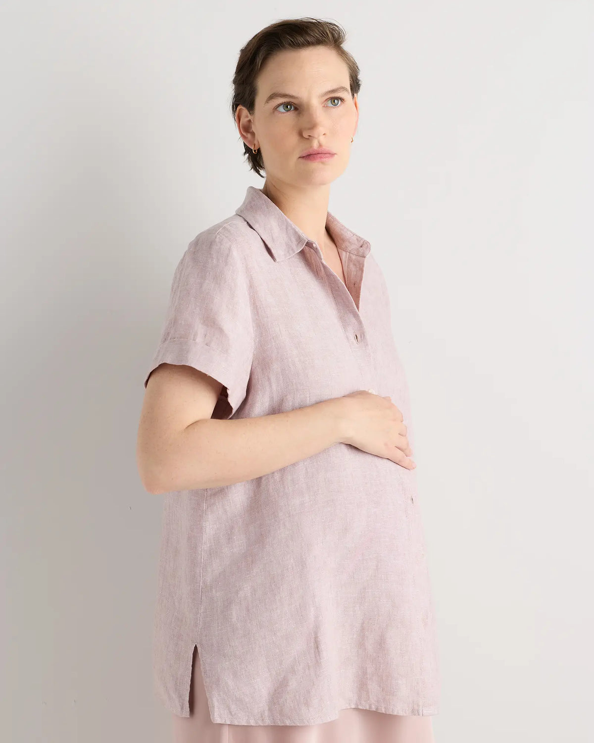 100% European Linen Maternity Camp Shirt - US 3734