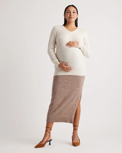 Mongolian Cashmere V-Neck Maternity Sweater - US 8233