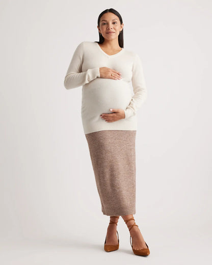 Mongolian Cashmere V-Neck Maternity Sweater - US 8233