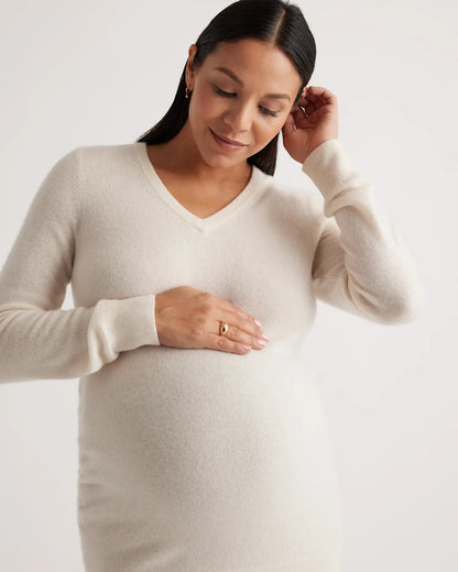 Mongolian Cashmere V-Neck Maternity Sweater - US 8233
