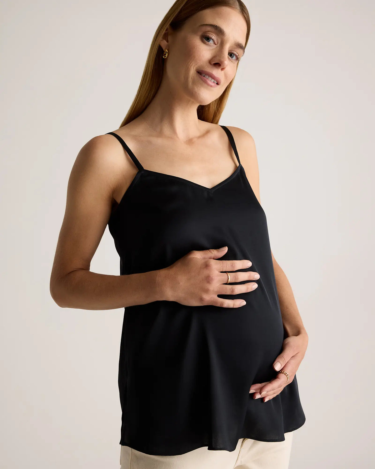 Washable Stretch Silk V-Neck Maternity Cami - US 6671