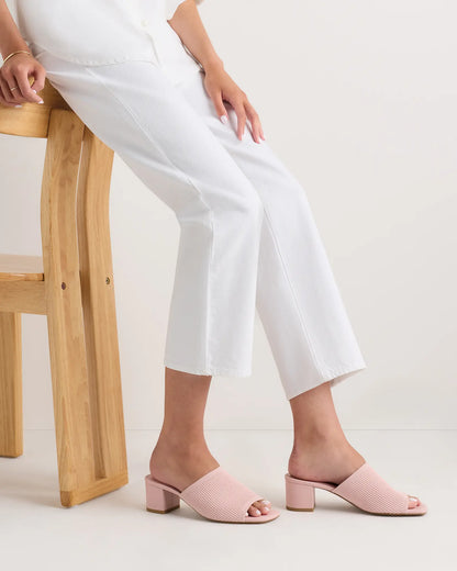 Italian Leather & Eco Knit Heeled Mule - US 2381