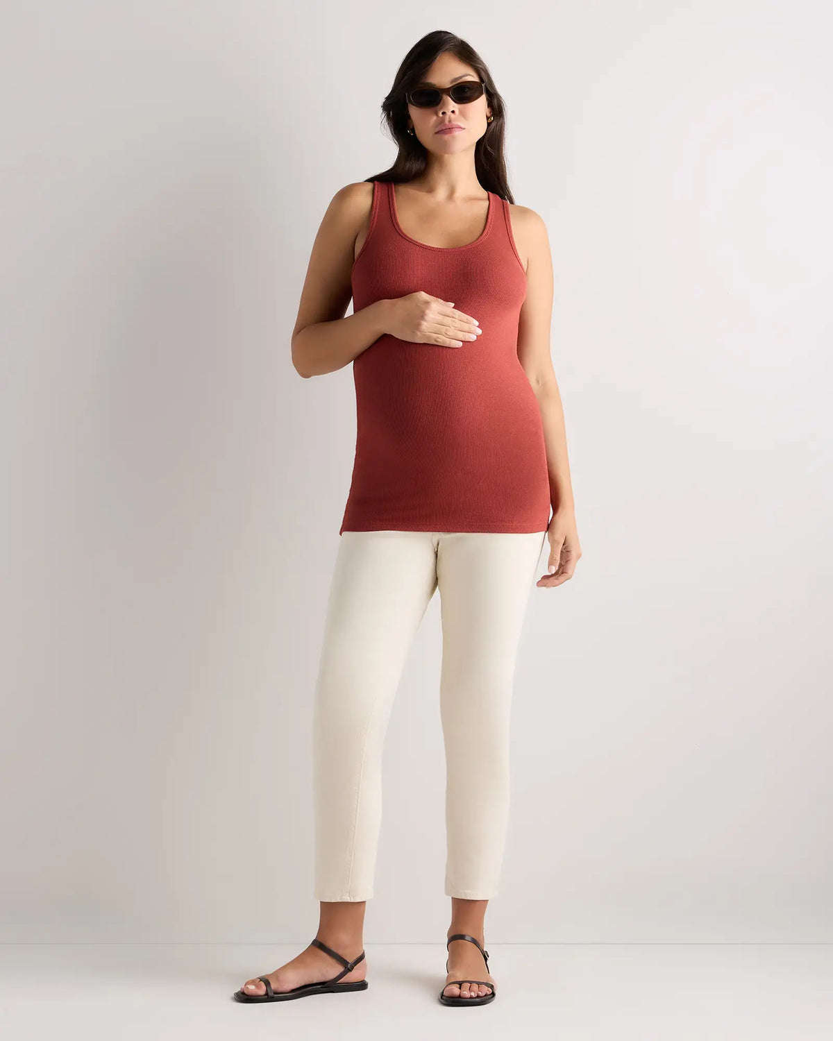 Bamboo Rib Maternity Scoop Neck Tank - US 8412