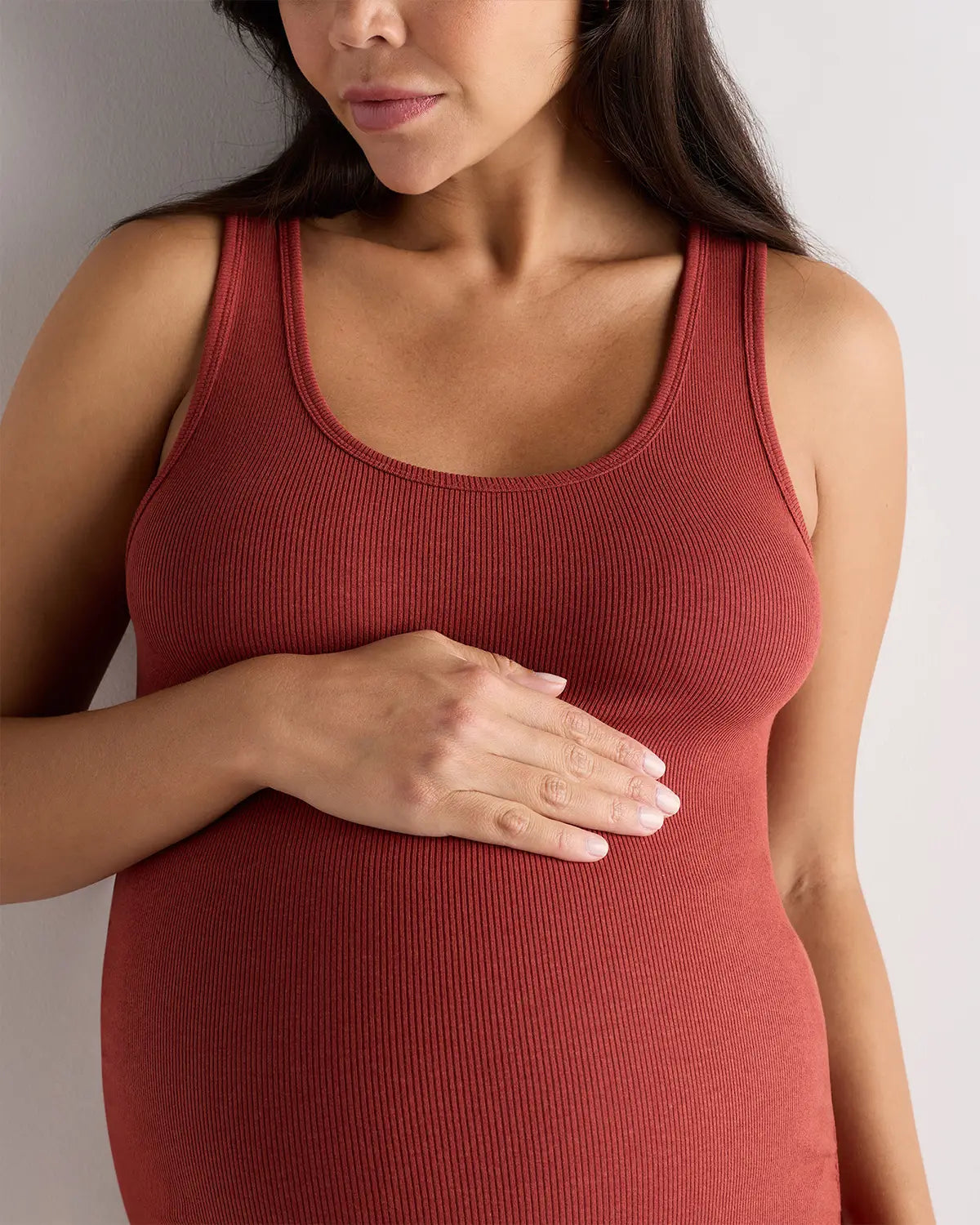 Bamboo Rib Maternity Scoop Neck Tank - US 8412