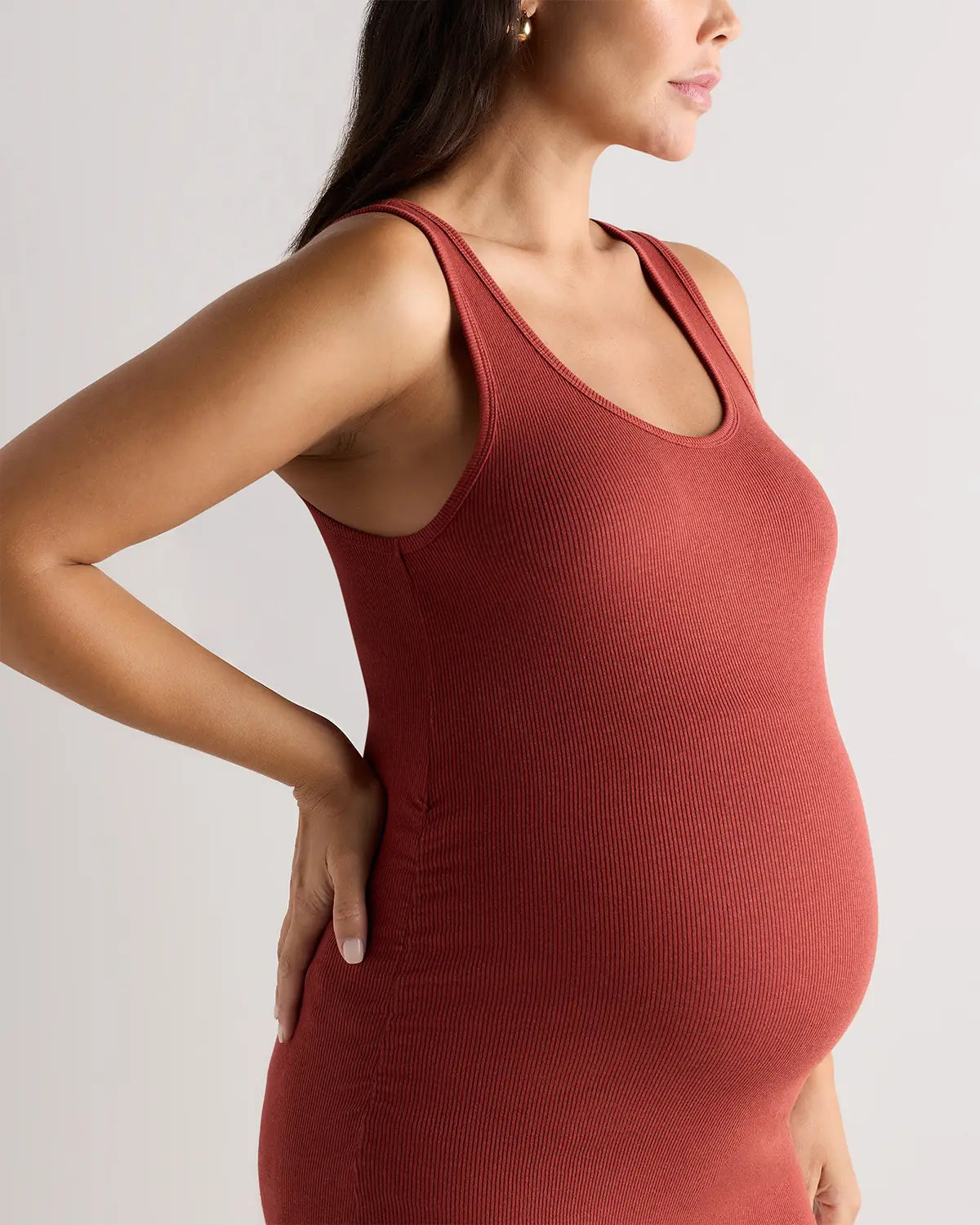 Bamboo Rib Maternity Scoop Neck Tank - US 8412