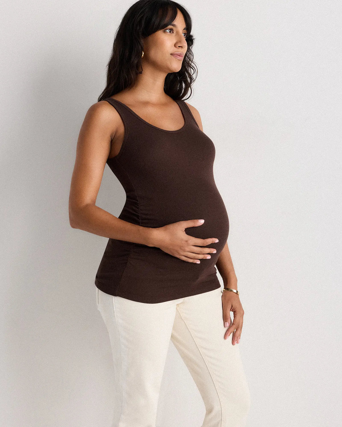 Bamboo Rib Maternity Scoop Neck Tank - US 3217