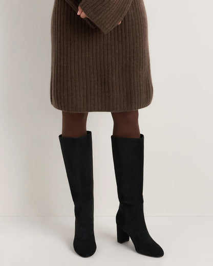 Italian Suede Block Heel Boots - US 7679