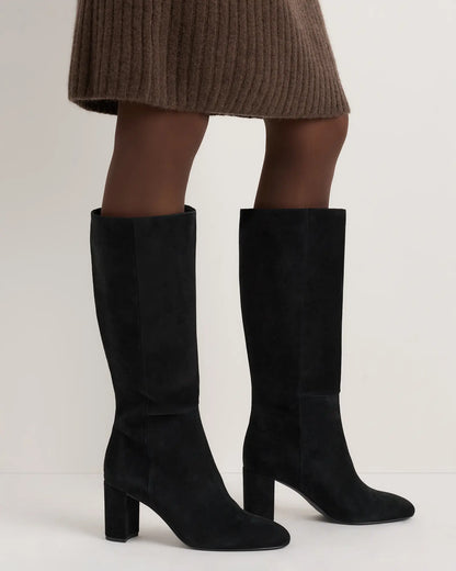 Italian Suede Block Heel Boots - US 7679