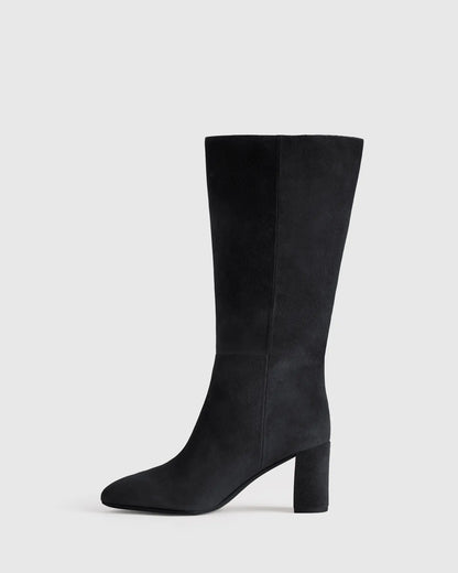 Italian Suede Block Heel Boots - US 7679