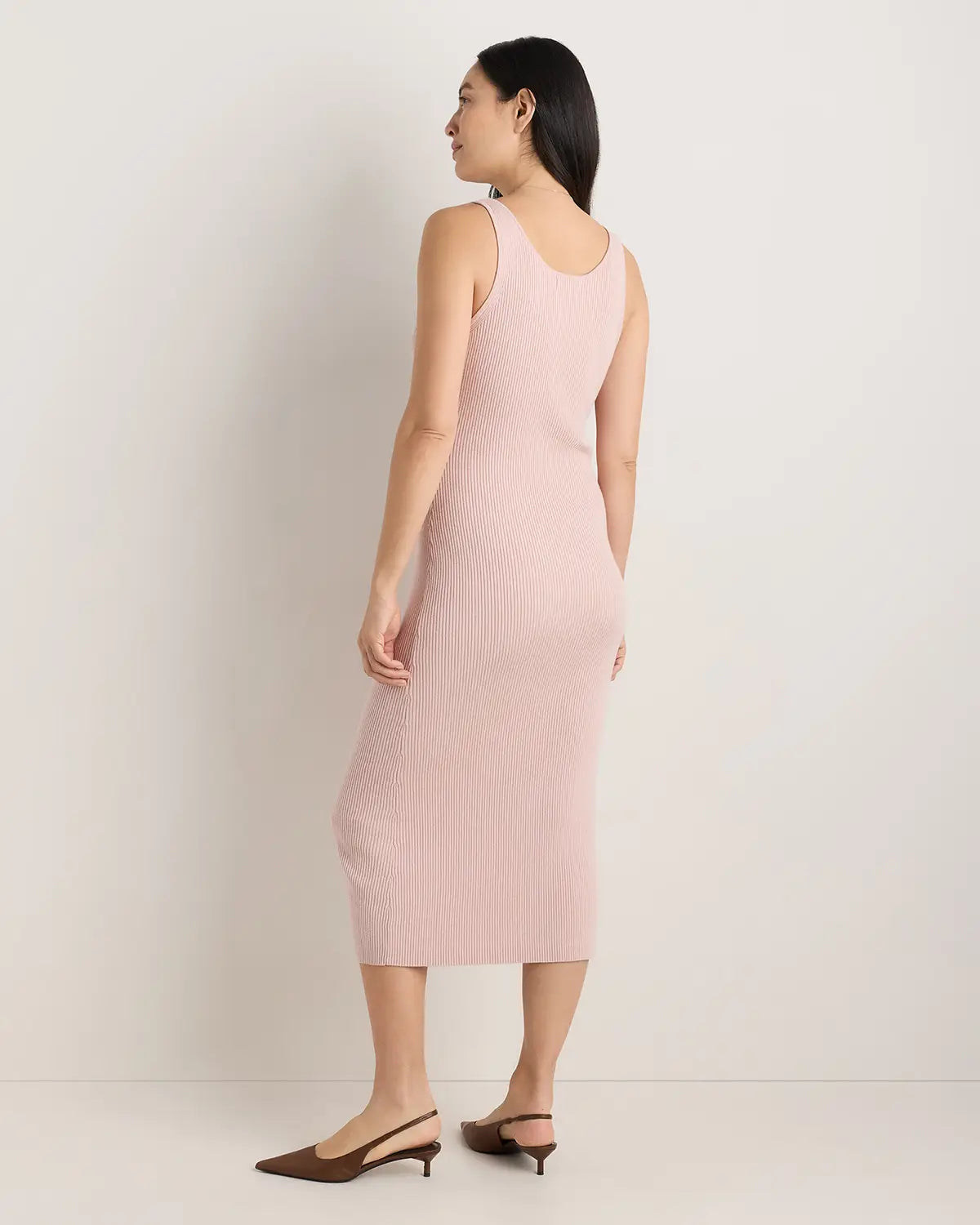 Lightweight Cotton Cashmere Maternity Fitted Midi Dress - US 5233