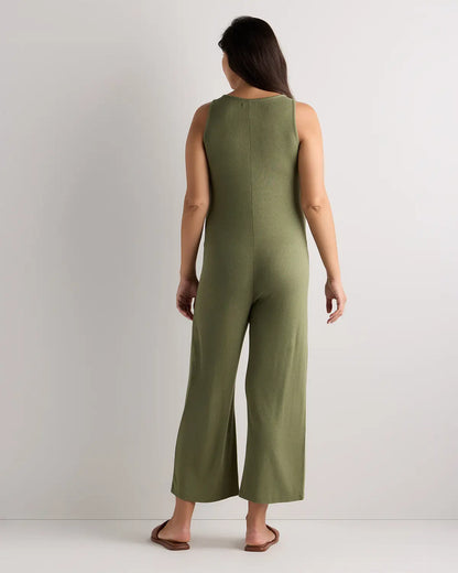 Bamboo Rib Maternity Button Front Jumpsuit - US 0949
