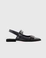 Italian Leather Bold Buckle Slingback Flat - US 5126