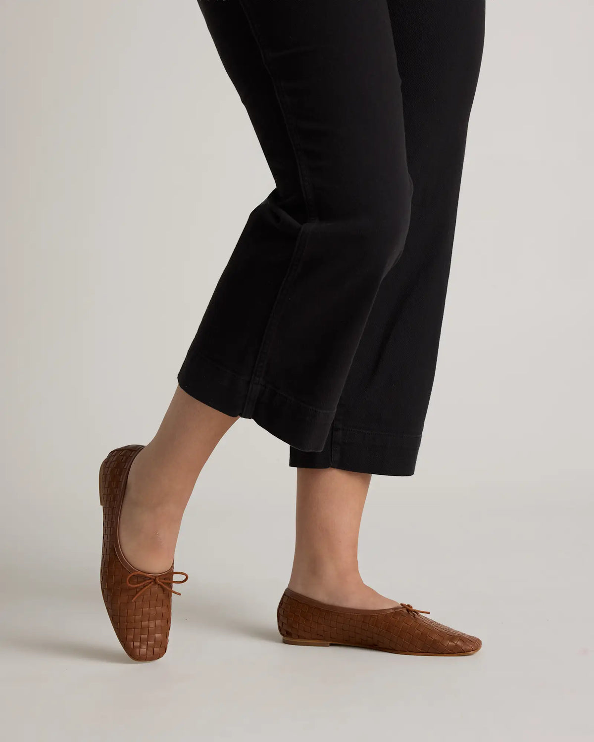 Italian Leather Handwoven Square Toe Ballet Flat - US 2286
