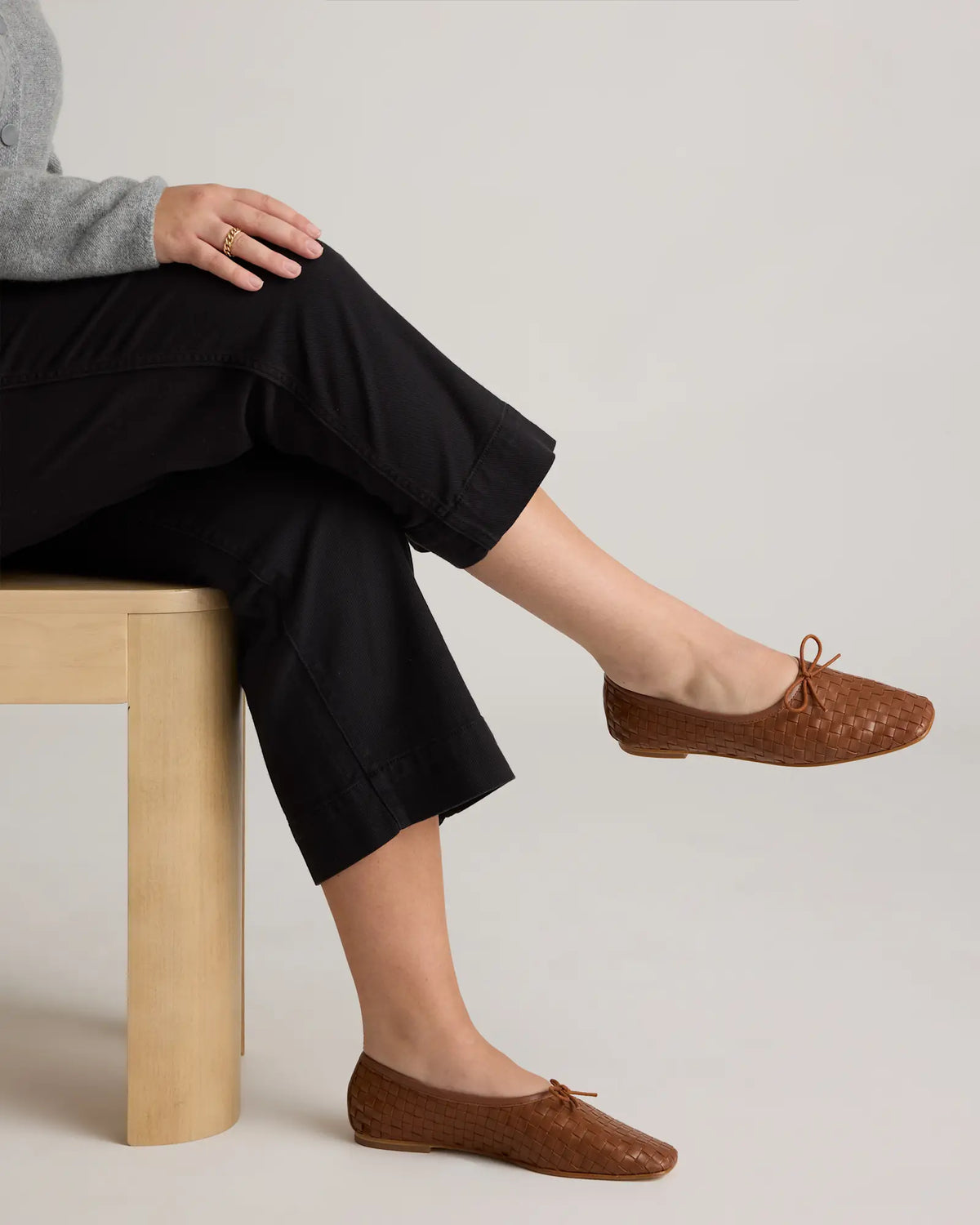 Italian Leather Handwoven Square Toe Ballet Flat - US 2286
