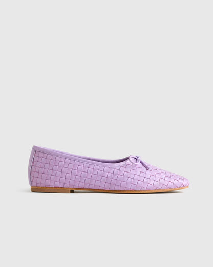 Italian Leather Handwoven Square Toe Ballet Flat - US 8650