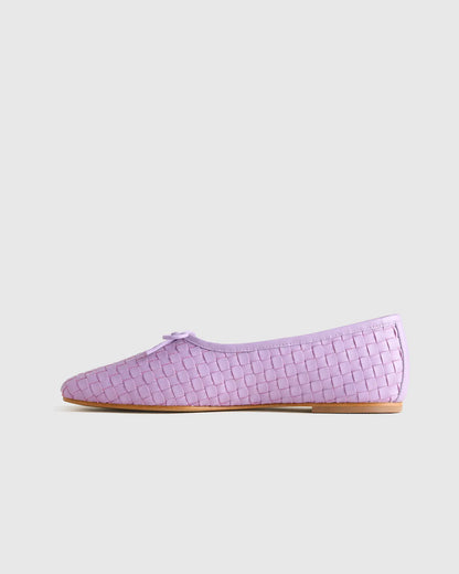 Italian Leather Handwoven Square Toe Ballet Flat - US 8650
