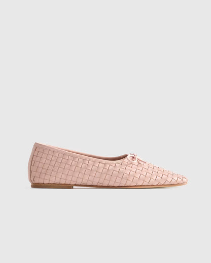 Italian Leather Handwoven Square Toe Ballet Flat - US 7263