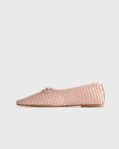 Italian Leather Handwoven Square Toe Ballet Flat - US 7263