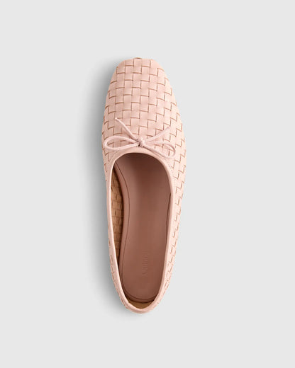 Italian Leather Handwoven Square Toe Ballet Flat - US 7263