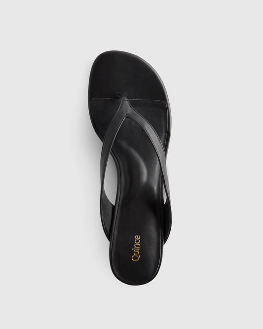 Italian Leather Thong Kitten Heel Sandal - US 4791